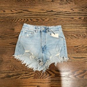 Zara high rise denim shorts in light blue